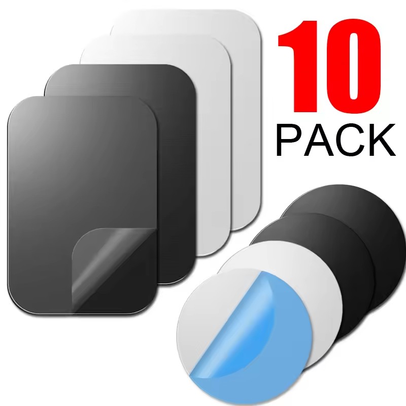 Phone Accessories Useful - แผ่นโลหะสำหรับที่ยึดโทรศัพท์ในรถยนต์แบบแม่เหล็ก แผ่นเหล็กบางแบบสติ๊กเกอร์สำหรับแม่เหล็ก แท็บเล็ต โทรศัพท์ตั้งโต๊ะ ที่ยึดโทรศัพท์ในรถยนต์ แบบวงกลม