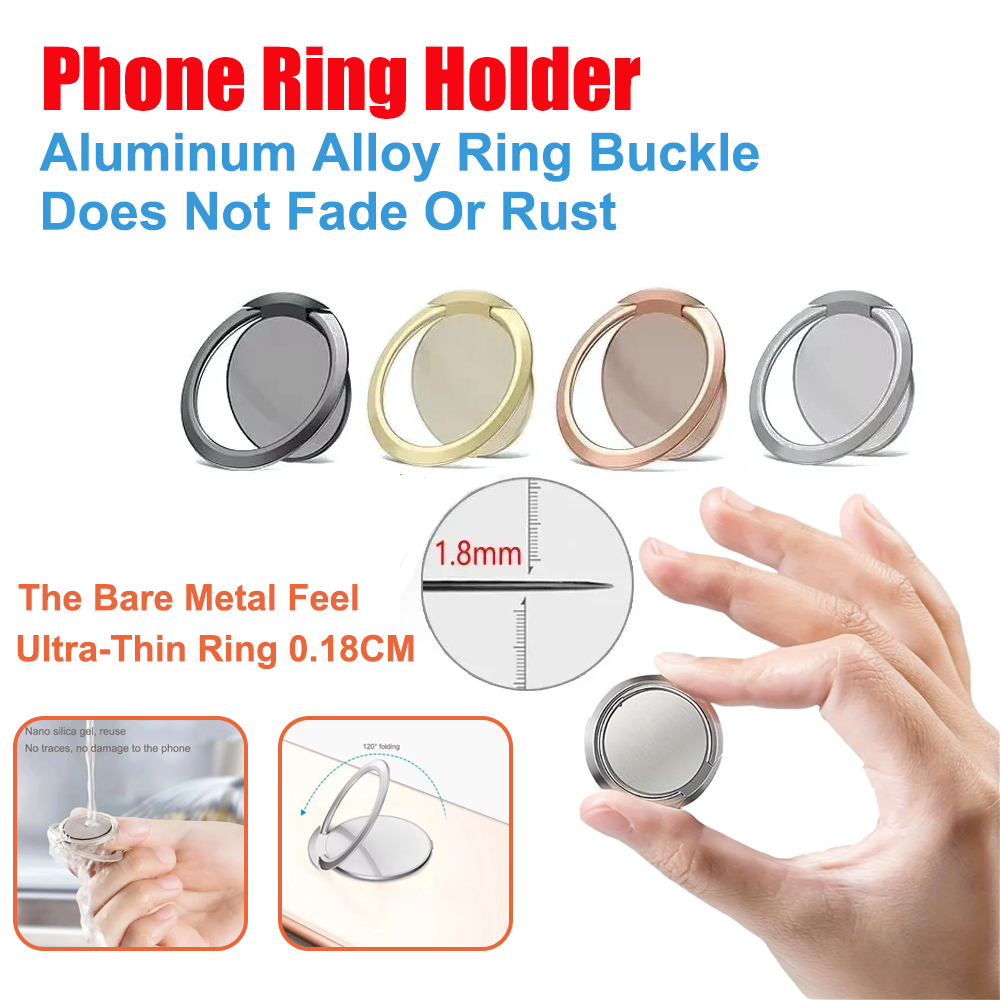 Phone Accessories Holder Car - ที่วางโทรศัพท์แบบวงแหวนโลหะบางเฉียบ หมุนได้ 360 องศา ° ขาตั้งโทรศัพท์แบบพับได้